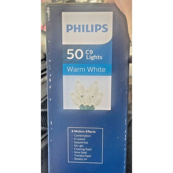 Philips 50 ct Christmas Lights 8 motions Faceted C9 Ext String Lights WARM WHITE - Picture 2 of 4